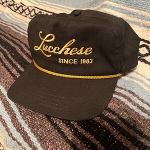 VTG 90’s Lucchese Black Cap with Gold 1883 logo RARE